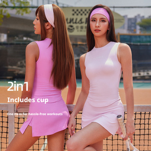 Nouvel ensemble de tennis <span class=keywords><strong>d</strong></span>'<span class=keywords><strong>été</strong></span> sans manches, T-shirt amincissant à manches courtes, ensemble de sport <span class=keywords><strong>d</strong></span>écontracté pour femme active en extérieur - Product Image 4