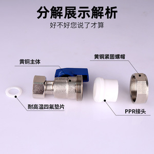 วาล์วบอลทองเหลืองขนาด 1/2 นิ้ว พร้อมข้อต่อ PPR สำหรับท่อน้ำ ระบบ HVAC และระบบพลังงานแสงอาทิตย์ - Product Image 5