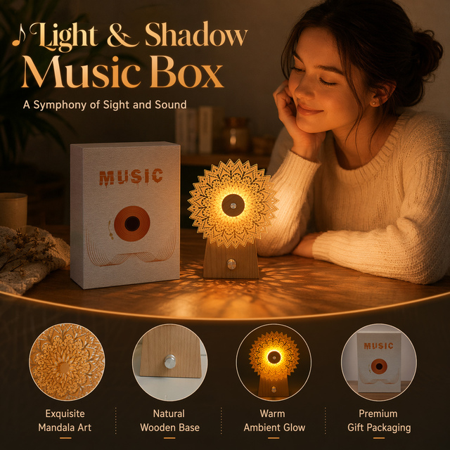 New Product Popular Exquisite Wood LED Night Light USB Tabletop Decor Bluetooth 5.3 Promotional Smart Music Lamp Promotion Gifts