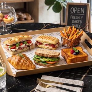Papier alimentaire anti-graisse personnalisé, jetable et enduit, pour l'emballage de hamburgers, sandwichs et snacks de restauration rapide - Product Image 3