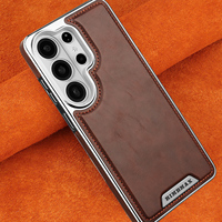 Étui pour téléphone Samsung S26 Ultra avec chargement magnétique sans fil, texture lisse, électroplaqué, simili cuir, compatible Galaxy S25 Plus S24 S23