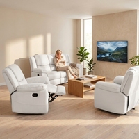 PUZE Modell 25064 Modernes Graues Sofa-Set 1+1+3 PU-Leder Sofa für Hotel Apartment Wohnzimmer Büro Zuhause