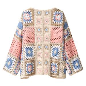 Nouveautés printemps 2026 |   Cardigan en crochet style artistique vintage pour femme <span class=keywords><strong>MYST</strong></span>&ZA, cardigan ample en tricot jacquard ajouré avec nœud - Product Image 2