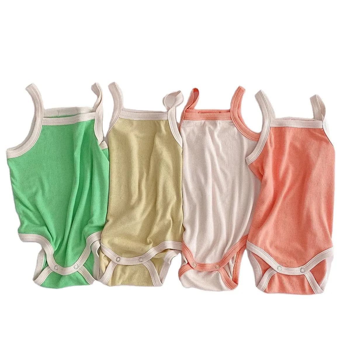2023 Summer New Baby Boy Candy Colors Rompers New Born Baby Clothes Cotton Sling Baby Girls' Rompers