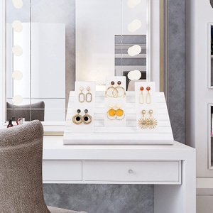 Bằng gỗ Bông tai đứng Rack hiển thị với 7 rãnh lưu trữ đối với trang sức chủ thẻ kinh doanh trắng bằng gỗ tường dấu hiệu - Product Image 4