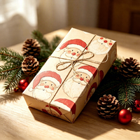 Grand rouleau de papier cadeau imperméable et recyclable à motif tête de renne de Noël marron pour emballages cadeaux de fêtes