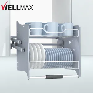 Wellmax מטבח ארון אחסון למשוך למטה מעלית צלחת סל מחזיק