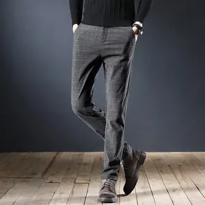 Men's Plaid Business Casual Pants High Stretch Slim Fit Pants