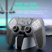 Étui de protection Data Frog pour manette PS5, silicone premium antidérapant, édition rétro, manette classique grise, amélioration des joysticks