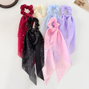 HZO-26015 – Nouveaux Chouchous Tendance en Ruban, Élastiques à <span class=keywords><strong>Cheveux</strong></span> Unis avec Perles <span class=keywords><strong>pour</strong></span> Femmes - Product Image 3