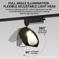 Projecteur LED COB polarisé grand angle anti-éblouissement pour rail, idéal pour l'éclairage d'ambiance des magasins de vêtements et des galeries