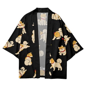 Yukata-Kimono tradicional de talla grande 6XL para hombre y mujer, cárdigan con estampado de perro Shiba Inu de dibujos animados, Tops japoneses Haori - Product Image 5