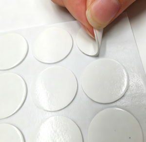 Points adhésifs ronds transparents blancs sur mesure en acrylique, double face, avec colle nano - Product Image 3