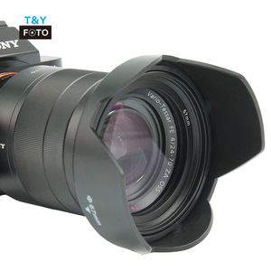 L'objectif Tianya 49-86 mm est doté d'un pare-soleil métallique réversible à rotule et est compatible avec les objectifs de 62 mm, 67 mm et 72 mm. - Product Image 1