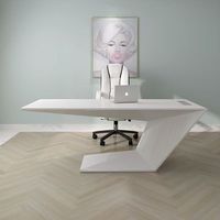 Table de direction blanche pour bureau, mobilier de bureau à domicile, table et chaise de direction, table d'ordinateur incurvée pour PDG