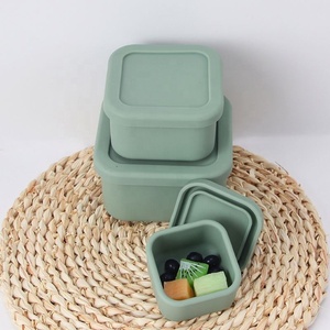 กล่องข้าวซิลิโคนหนาสำหรับไมโครเวฟไมโครเวฟกล่องเก็บของแข็งทรงสี่เหลี่ยมแบบปิดสนิทล็อคกล่องใส่อาหาร - Product Image 2