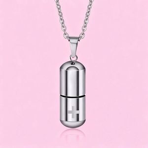 Unisex Altın Kaplama Hap Açılabilir Kolye Paslanmaz Çelik Kapsül Hip Hop Külleri veya Parfüm İçeren Hediye Aile Kolyesi - Product Image 5