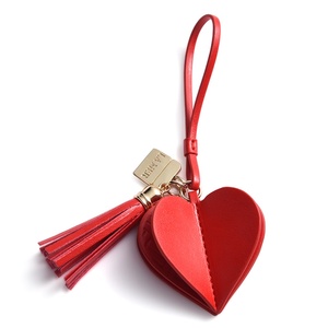 Hot Selling Heart Custom Logo <b>Keychain</b> Lanyard Metal Tassel <b>Leather</b> <b>Keychain</b> - Product Image 1