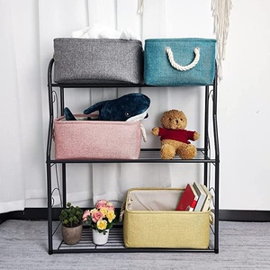Homeplus-cubos de lino para almacenamiento de tela, caja plegable con asa de cordón de macramé para libros y ropa de juguete, nuevo diseño - Product Image 6