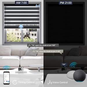 Persianas Enrollables Motorizadas Inteligentes Inalámbricas Alexa y <span class=keywords><strong>Google</strong></span> para Ventanas de Día y de Noche, Persianas Zebra para Sala de Oración - Product Image 4