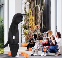 Kostum Kucing Tiup Hitam Putih Lucu untuk Liburan, Dewasa & Anak-Anak, Pesta Halloween
