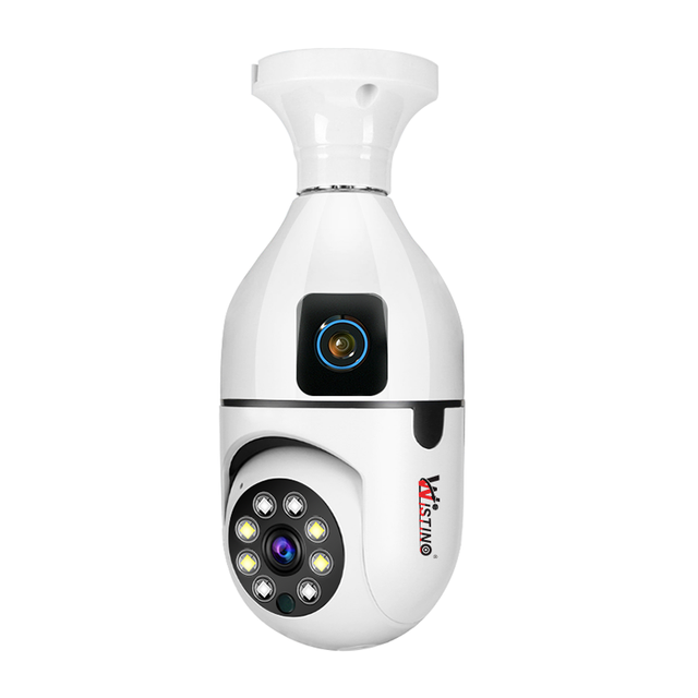 Wistino 4MP Dual Lens PTZ Bulb Camera WIFI 2k Indoor Home E27 Surveillance H.265 Pan Tilt Wireless Security Network Camera