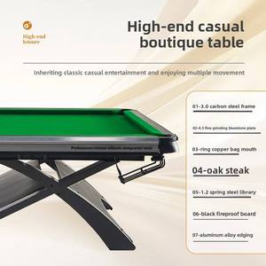 Table de <span class=keywords><strong>billard</strong></span> professionnelle de haute qualité, fabriquée en Chine, 7 pieds, 8 pieds, 9 pieds, 4,5 cm, structure en acier, bord en chêne, sac en cuivre, lourde, pour l'usine - Product Image 3