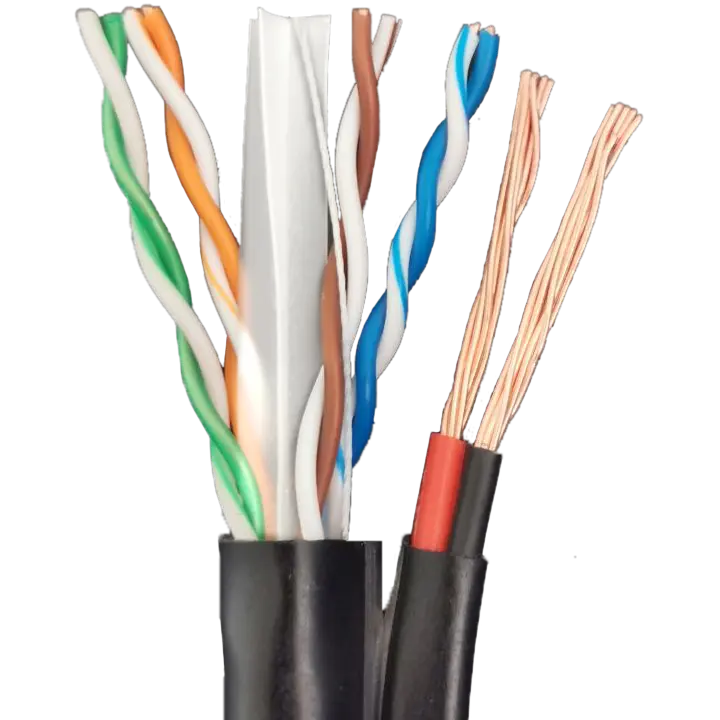 23 AWG CCA/CU 4 Pairs UTPとCAT6 2PowerケーブルPE/PVC Jacket CCTVケーブルCamera