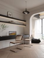 Unité de bureau murale intégrée sur mesure |   Table d'ordinateur intégrée avec armoire |   Ensemble de meubles modernes pour chambre à coucher et bureau