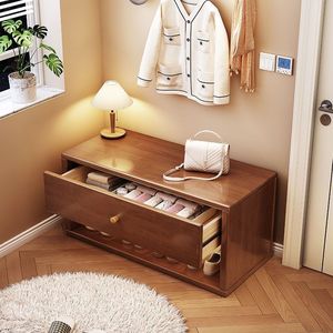 Solid Wood <b>Shoe</b> <b>Bench</b> With Drawer Entrance Hall Storage Organizer For Home Use - Product Image 3