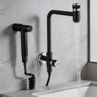 Robinet de cuisine et de salle de bain mural en acier inoxydable 304 à poignée unique, personnalisable OEM, vente en gros, robinet d'évier rotatif