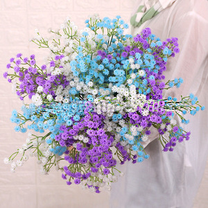 Artificial Baby's Breath Bouquet White Soft Rubber Wedding Decoration Plastic Flowers 3 Pronged Reusable Home Decor - Product Image 2
