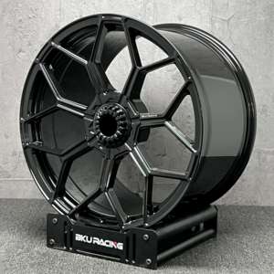 Rueda Forjada Bku 5X120 para <span class=keywords><strong>Lamborghini</strong></span> Aventador LP700 <span class=keywords><strong>SVJ</strong></span> Huracán <span class=keywords><strong>Murciélago</strong></span> Gallardo, 20 y 21 Pulgadas, Negro Brillante, Rueda de Aleación Personalizada - Product Image 3