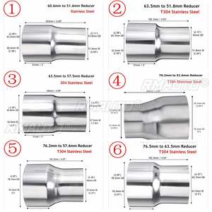 Adaptateur de réducteur d'échappement universel en acier inoxydable pour voiture, connecteur de tuyau 76mm 63mm 60mm vers 63mm 57mm 52mm 50mm, 6 tailles - Product Image 1