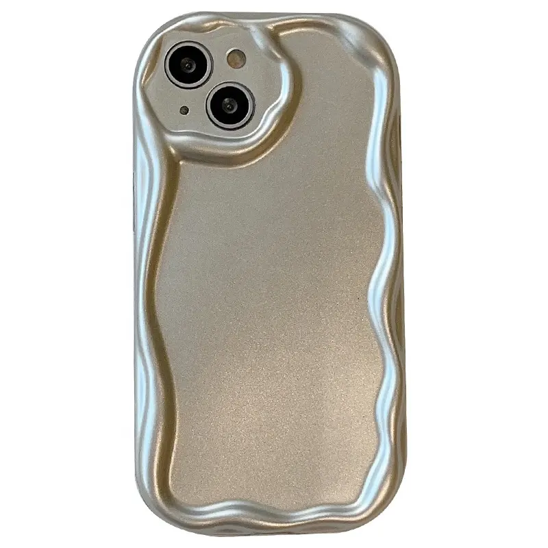 Custodia per telefono ondulata con bordo curvo in crema di colore solido elettrolitico opaco semplice per iPhone 11 12 13 14 Pro Max Cover posteriore Mobile