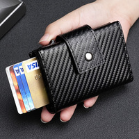 Dompet kulit asli untuk pria pria kulit sapi antik pendek lipat tiga dompet pria dengan Pop up kotak penyimpan kartu aluminium Slot Airtag