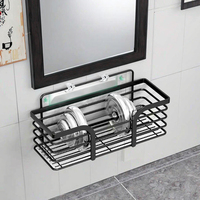 Organisateur de douche adhésif en acier inoxydable antirouille mural sans perçage étagère panier porte-savon crochets pour salle de bain cuisine