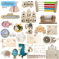 Différents types d'accessoires en bois pour tableaux d'activités DIY : Château, animaux, lettres, chiffres, mouvements – Jouets éducatifs pour enfants, cadeaux