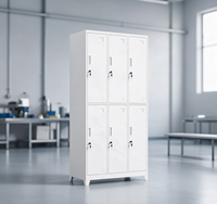 Casier de rangement métallique à 6 portes, armoire vestiaire en acier pour personnel avec serrure à clé sécurisée, trou de ventilation, pour bureau, salle de sport, dortoir