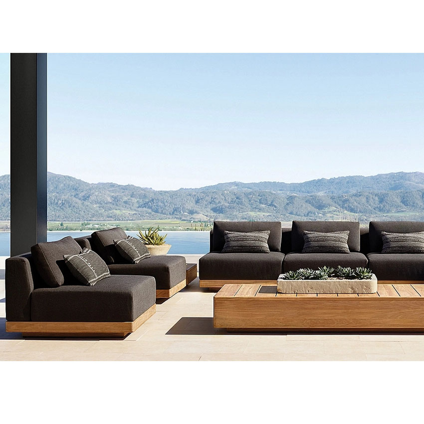 2024 New style  Luxury outdoor patio Modern outdoor teak furniture garden sofa set