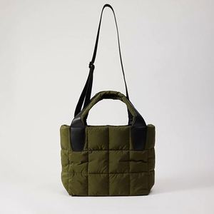 Winter Outdoor Soft Lightweight Shipping Tote Custom Logo Puffy Travel Crossbody Bag Women <b>Green</b> Padded <b>Purse</b> - Product Image 2