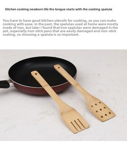 طقم أدوات مائدة من الخيزران الطبيعي الصديق للبيئة الأكثر مبيعاً، يتضمن شوك وملاعق خشبية بنقوش صينية للاستخدام المنزلي والمطبخ - Product Image 6