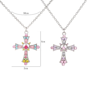 Collana a Croce Trendy da Donna, Stile Gotico Y2K, con Diamanti, in Lega di Zinco, per Clavicola, Design Cool e Audace, per Ragazze alla Moda, Ideale per l'Export - Product Image 5