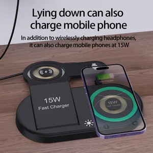 15W Fast Charge Magnetic Folding 3 In 1 Wireless Charge For IPhone15 14 13 Apple Watch9 8 7 6 5 Airpods Samsung Galaxy
