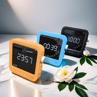 Réveil électronique créatif AI au design moderne, calendrier et minuteur élégants pour chambres d'étudiants, en ABS bleu, noir et orange