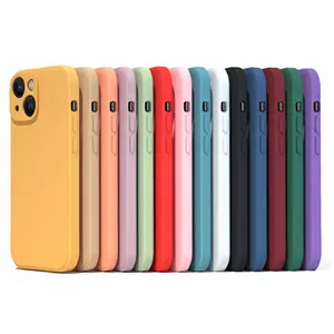 Casing ponsel silikon TPU lembut, penutup pelindung tahan guncangan warna Solid Matte untuk iPhone 12 13 14 15 Pro Max