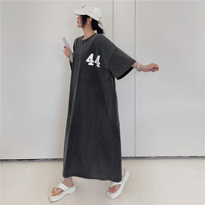 <span class=keywords><strong>Robe</strong></span> d'été à lettres Harajuku <span class=keywords><strong>grande</strong></span> <span class=keywords><strong>taille</strong></span> pour femmes t-shirts longs pour filles t-shirts coréens décontractés grand t-<span class=keywords><strong>shirt</strong></span> surdimensionné robes maxi vintage - Product Image 4