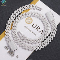 Vente en gros Bijoux Hip Hop 8mm 10mm 12mm Collier en diamant VVS Dropshipping Chaîne de Moissanite à maillons cubains en argent glacé