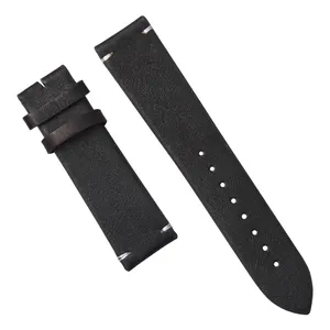Genuine Leather Watch Straps 20mm 22mm Men Vintage Leather Band Watch Leather Strap Black Classic Strap