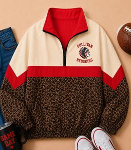 Chaqueta Cortavientos Personalizada con Estampado <span class=keywords><strong>de</strong></span> Leopardo Vintage y <span class=keywords><strong>Cuadros</strong></span>, Logotipo Bordado, Cierre <span class=keywords><strong>de</strong></span> Cremallera 1/4 - Product Image 5